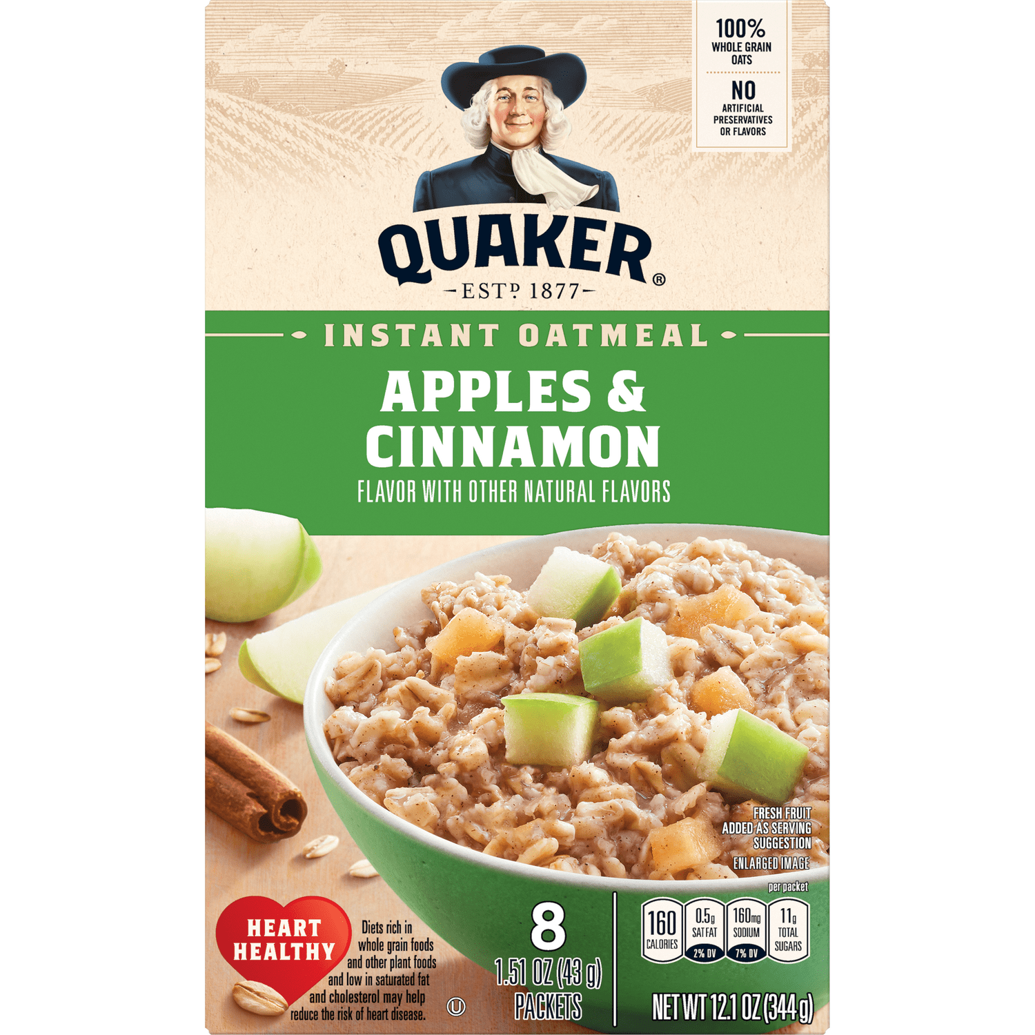 Quaker Instant Oatmeal – Apples & Cinnamon (8 sachets)