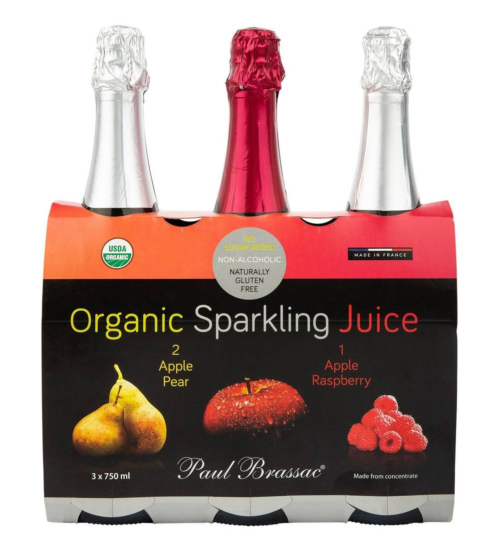 Paul Brassac Organic Sparkling Juice - Apple Raspberry